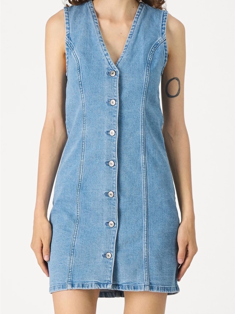 Abercrombie & Fitch Light Blue Denim Button-Down Mini Dress